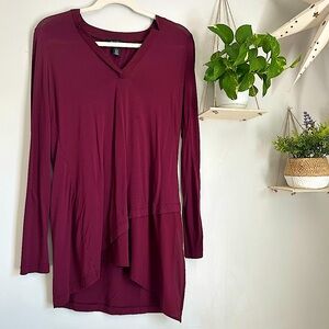 🩷WHITE HOUSE BLACK MARKET SOFT MAROON BURGUNDY LONG SLEEVE BLOUSE SIZE SMALL